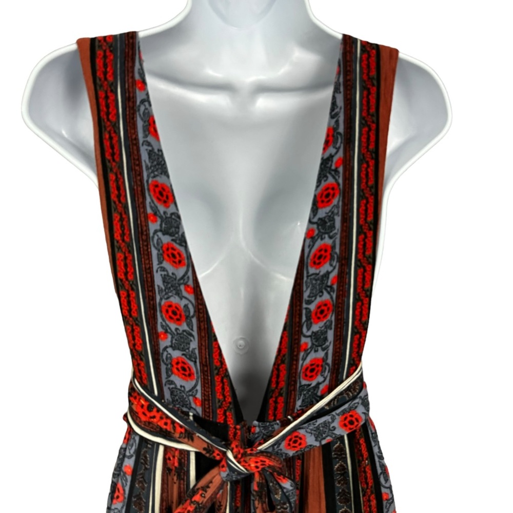 Free People Jumpsuit Womens Size 2 Plunge Neckline Boho 70s Festival - Picture 8 of 15